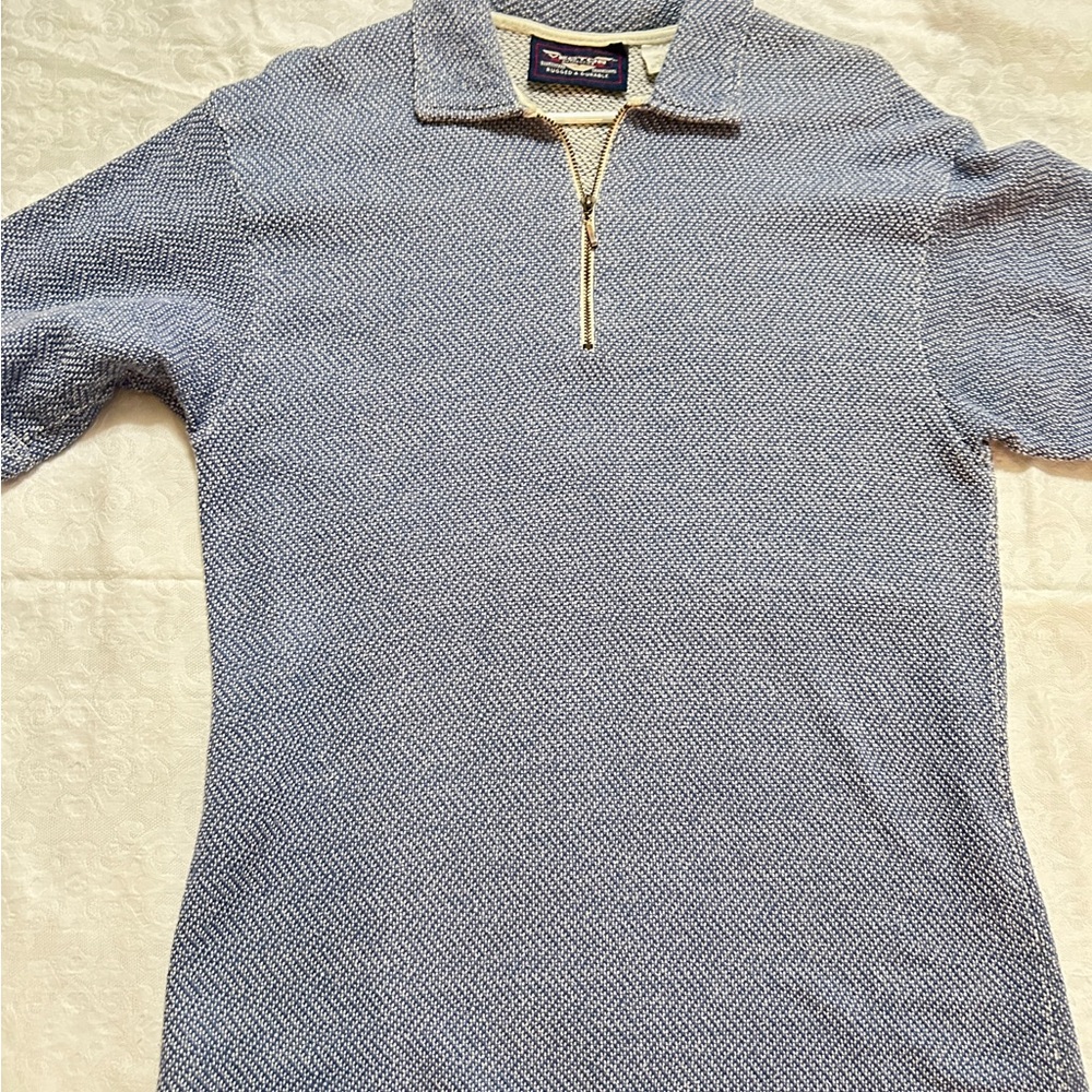 Blue Vector Polo Shirt with Stand-Up Collar and 1/4 Zipper Pull